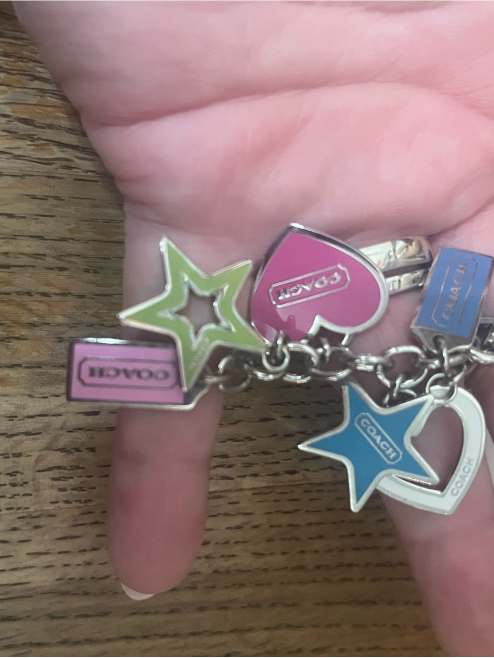 COACH Colorful Star & Heart Charm Keyring - Pink, Blue, Green style 1628 - Picture 2 of 3